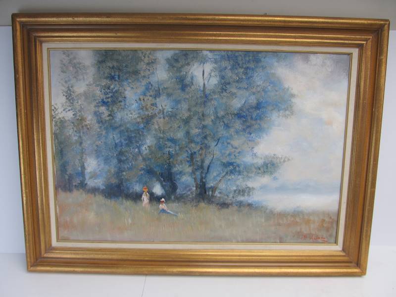 lot 259 image: Large Vintage Signed Impressionist Style Oil on Canvas Painting