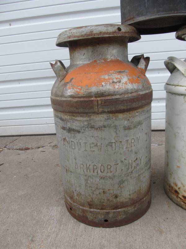 lot 252 image: 3 Antique Milk Cans