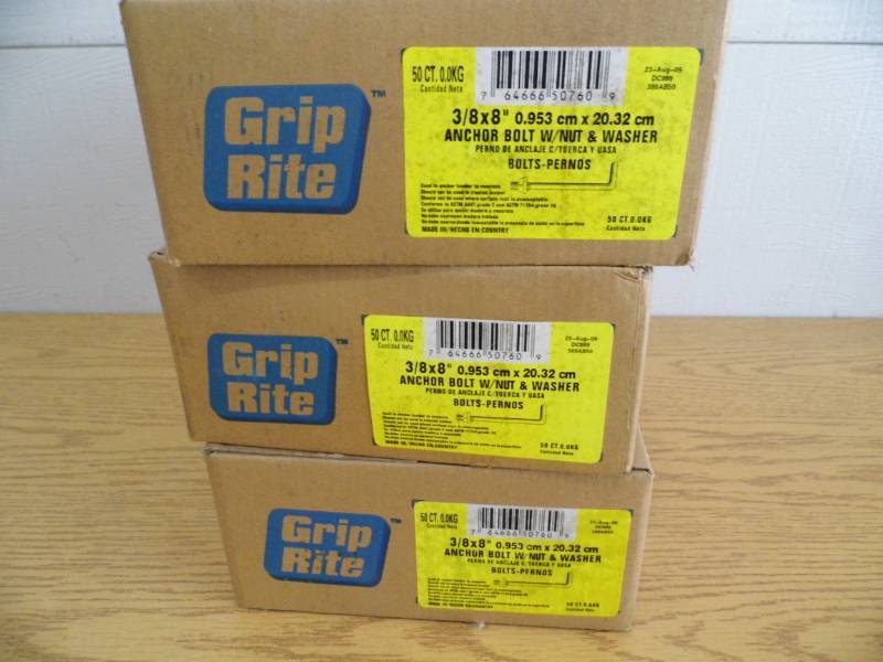 Lot of 3 Grip Rite Anchor Bolts