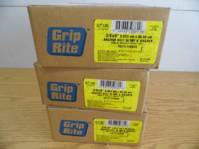 Lot of 3 Grip Rite Anchor Bolts
