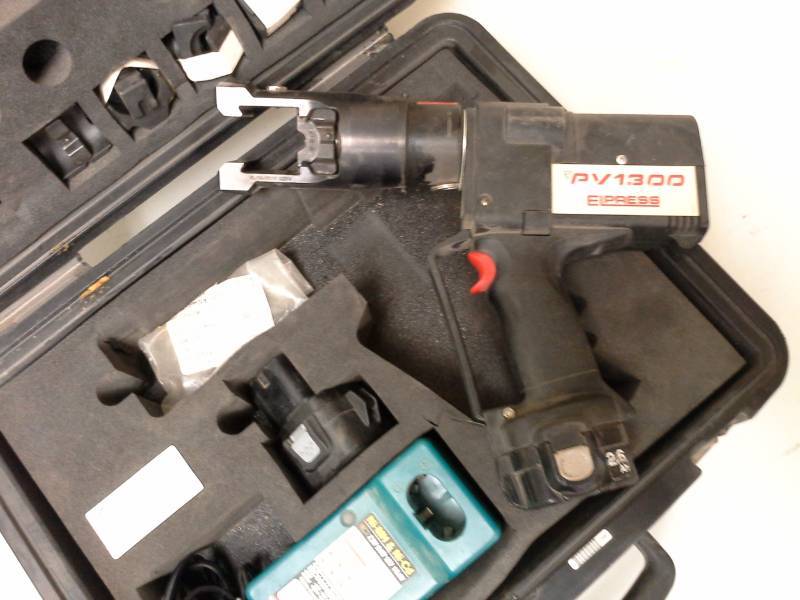 lot 2004 image: Elpress PV1300 13-Ton Crimp Tool with Accessories, Makita Charger, Case, Manual
