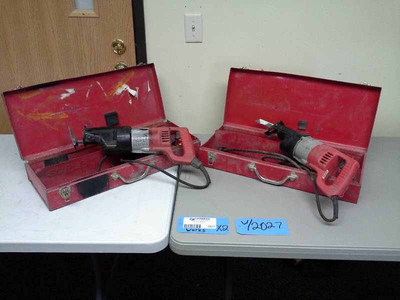 lot 2027 image: Lot of (2) Milwaukee Heavy Duty Sawzall, Metal Case