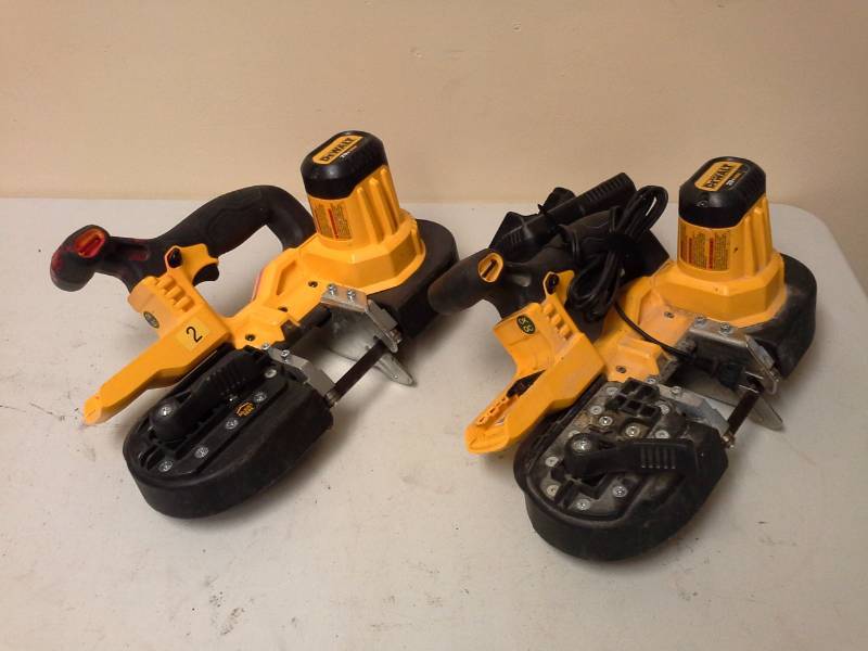 lot 2100 image: Lot of (2) DeWalt DCS371 20V Band Saw, DCB115 Charger