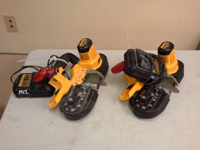 lot 2101 image: Lot of (2) DeWalt DCS371 20V Band Saw, 2-DCB101 Chargers