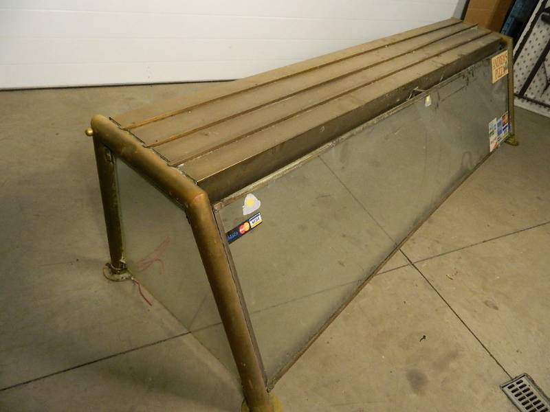 lot 57 image: 91 Inch Brass Sneeze Guard  Serving Line