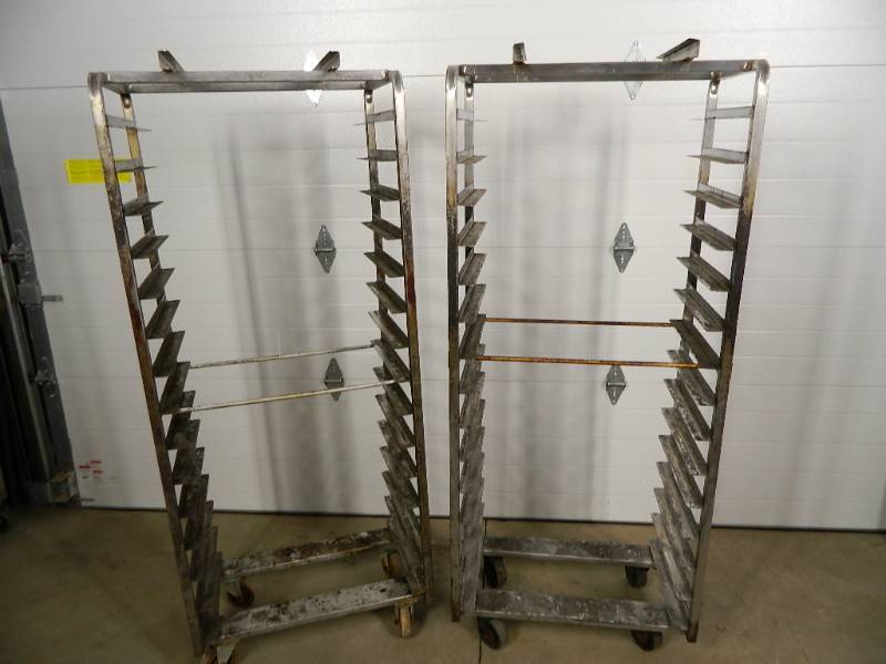 lot 93 image: 2 Stainless Sheet Pan Carts  Baking Racks