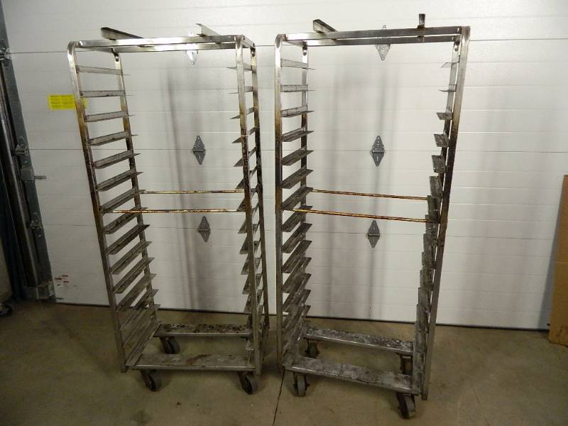 lot 95 image: 2 Stainless Sheet Pan Carts  Baking Racks