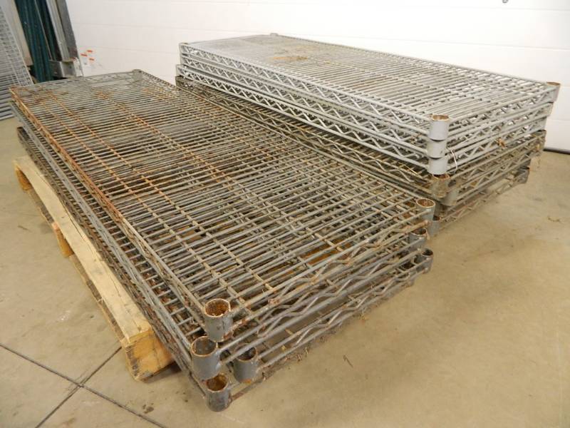 lot 106 image: Large Lot of 18 inch Wire Metro Style Shelving