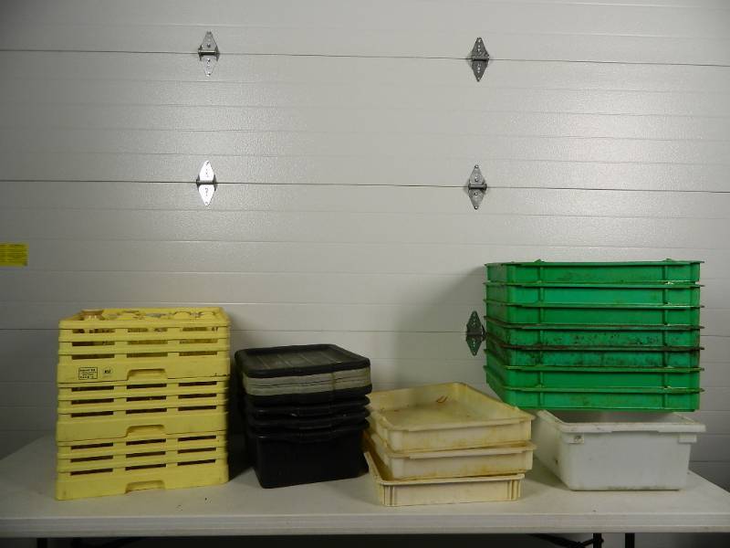 lot 124 image: Dishwasher Racks, Dough Storage Tubs, Bus Tubs, and More