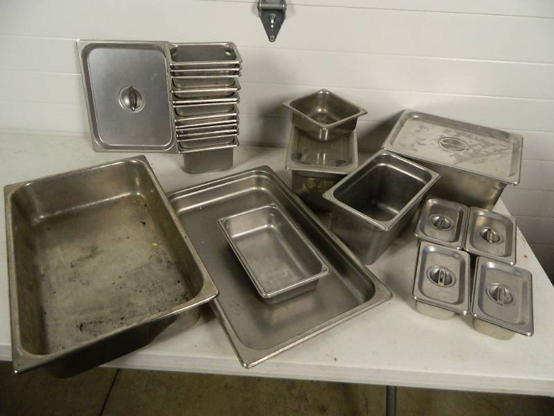 lot 127 image: Assorted Stainless Steel Bins  Ingredient Bins and Lids