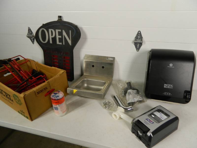 lot 132 image: Hand Sink, Towel Dispenser, Signage, and More