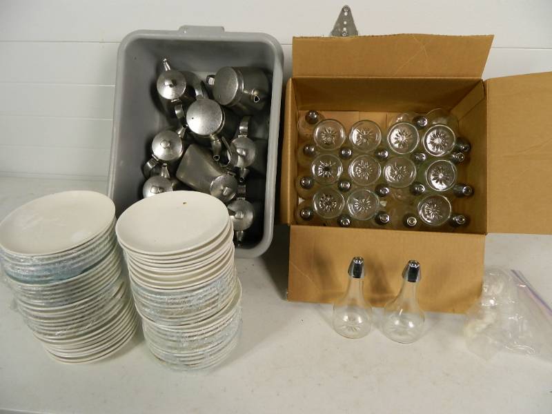 lot 134 image: Plates, Dispensers, Oil and Vineger Containers