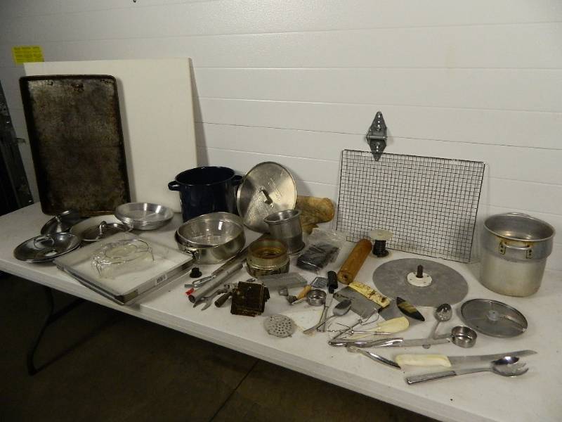 lot 139 image: Cutting Board, Utensils, Hodge Podge Supplies Lot