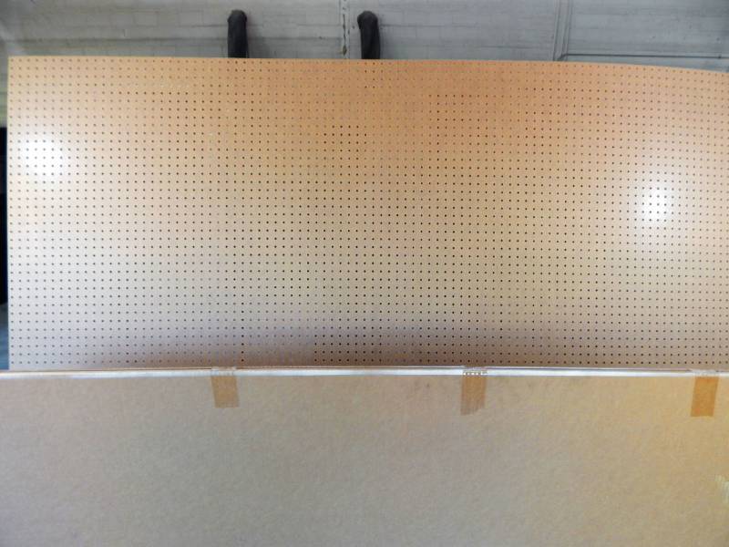 lot 40 image: Lot of 2 Uline 96 x 48 Wood Pegboard Sheets
