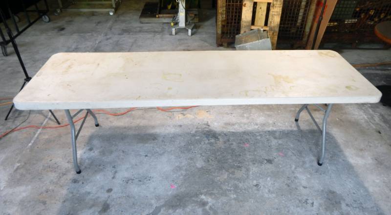 lot 72 image: Large 8 Foot National Seating Company Rectangular Blow Mold Folding Table