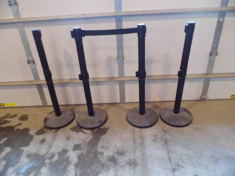 Lot of 4 Black Uline Stanchion Posts