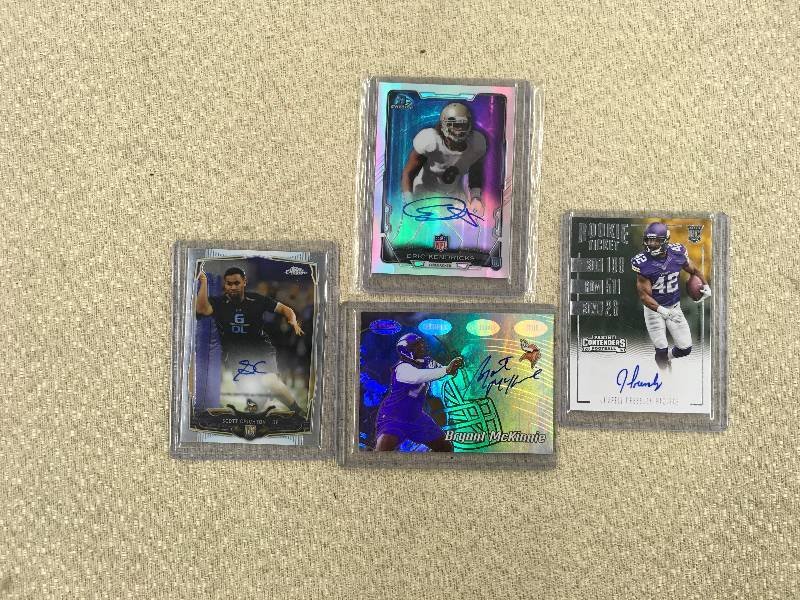 lot 436 image: Four Autographed Topps Certified Minnesota Vikings Cards