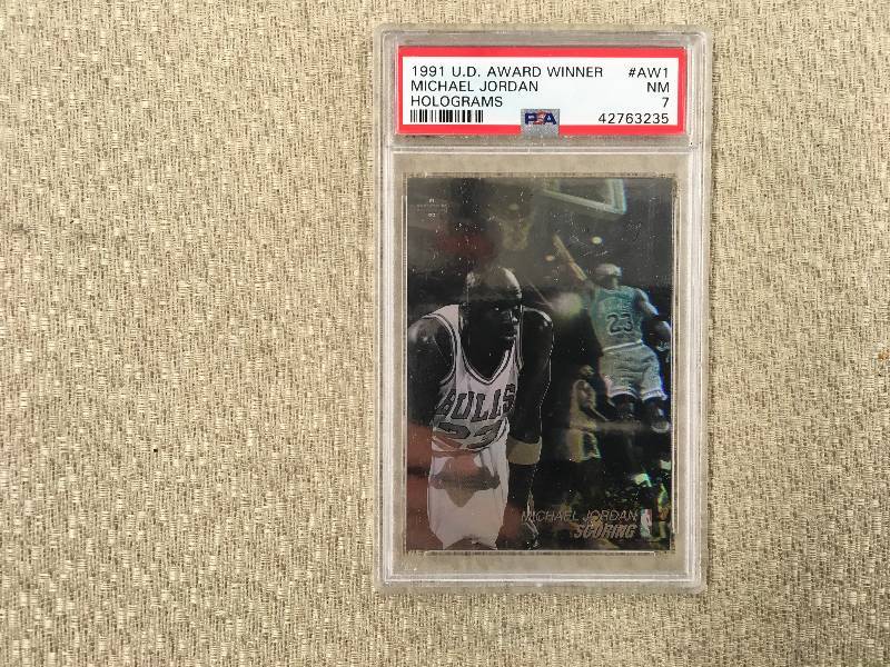 lot 441 image: 1991 Upperdeck Award Winner Michael Jordan Holograms Card 7 Mint