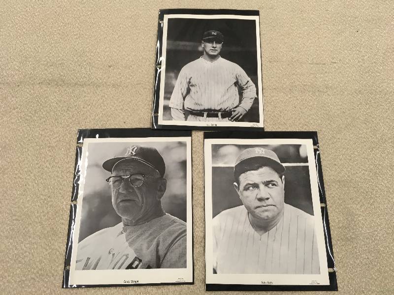 lot 445 image: Three Vintage New York Yankees Photographs - StengelRuthGehrig