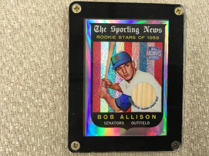 lot 452 image: Bob Allison Game Used Bat Refractor Card