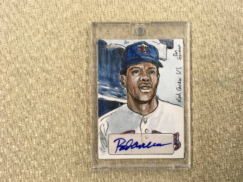 lot 461 image: Autographed Rod Carew Art Card 11- Original Art
