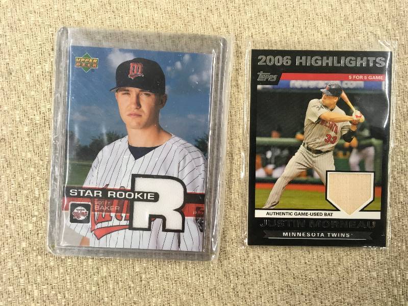 lot 466 image: Justin Morneau & Scott Baker Game Used Cards