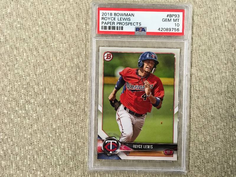 lot 477 image: 2018 Bowman Royce Lewis Paper Prospects Card Mint 10