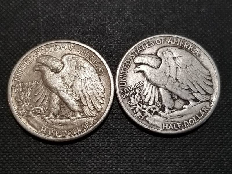 lot 08 image: 2 WALKING LIBERTY HALF DOLLARS 1942 1944