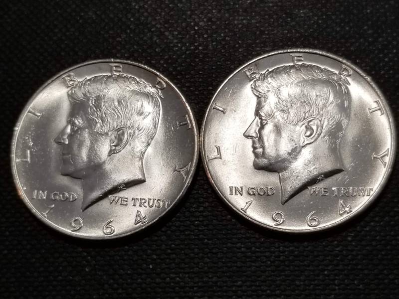 lot 22 image: 2 BU-UNC 1964 KENNEDY SILVER HALF DOLLARS