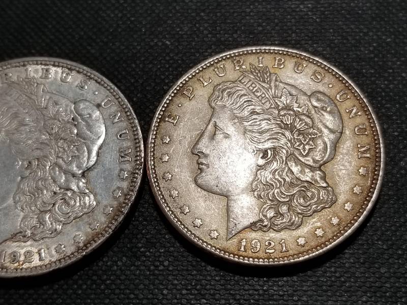 lot 37 image: 2 MORGAN SILVER DOLLARS AS PICTURED