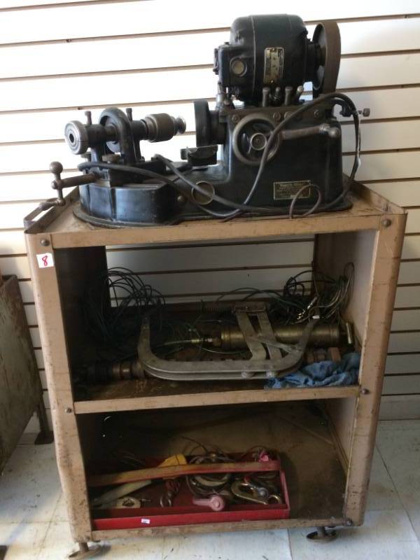 lot 8 image: Kwik-Way Valve Facing Machine on Metal Cabinet and More