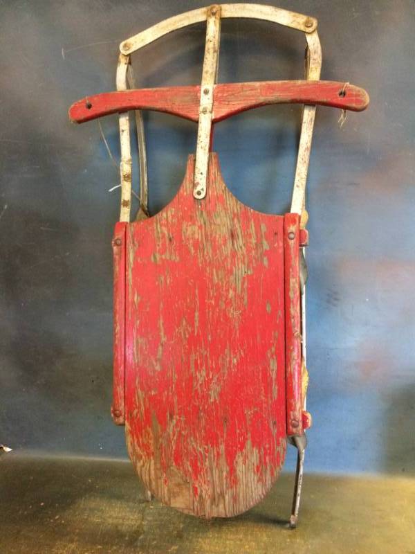 lot 91 image: Vintage Wooden and Metal Sled