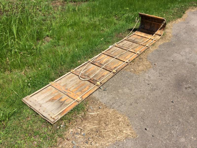 lot 93 image: Vintage Wooden Toboggan