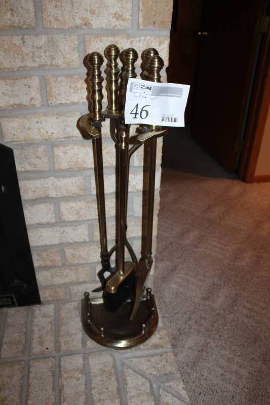 lot 46 image: Fireplace Set with Poker, Brush, Coal Pan, Stand