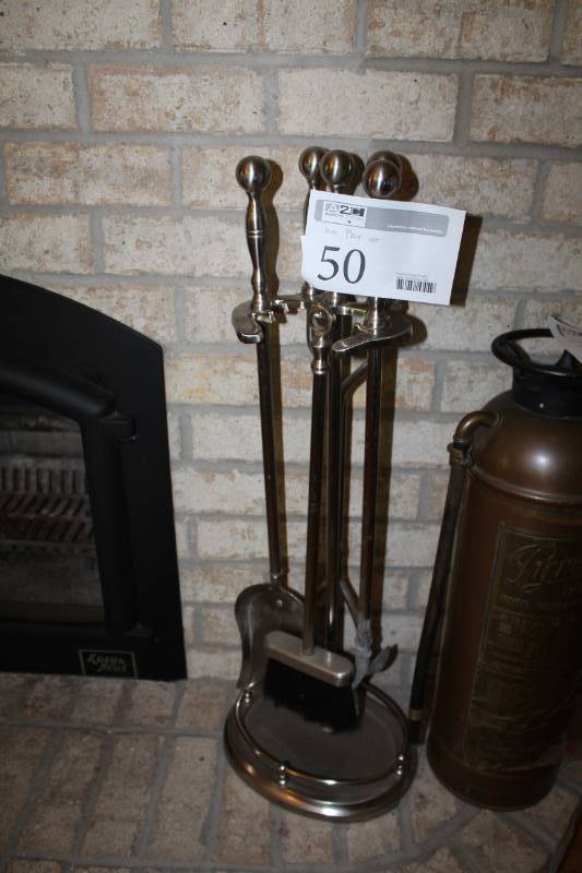 lot 50 image: Fireplace Set with Poker, Brush, Coal Pan, Stand