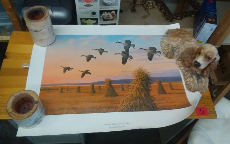 Cocker Spaniel Figure, 2-Birch Candle Holders, Print-Canada Geese By Terry Knack