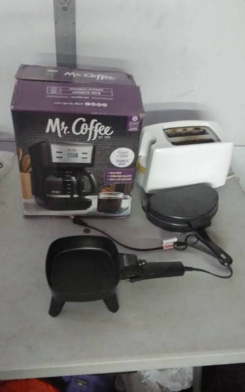 Mr. Coffee Pot, Toaster, Omelet Pan, Little Electric Skillet
