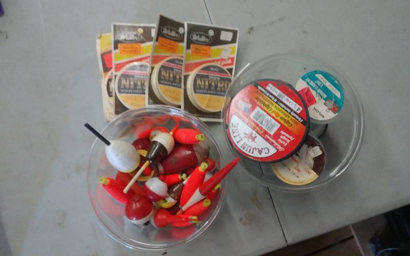 Assorted Bobbers & Fishing Line