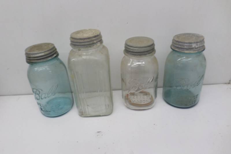 3 Vintage Ball Mason Jars with Zinc Lid