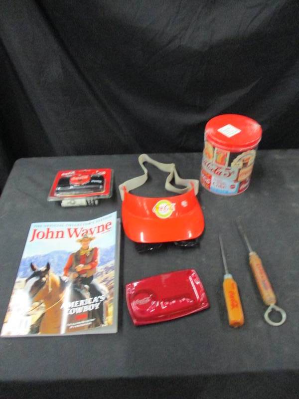Coca Cola, Visor, Ice Pics, Camera, Glasses, Tin, John Wayne Book and More