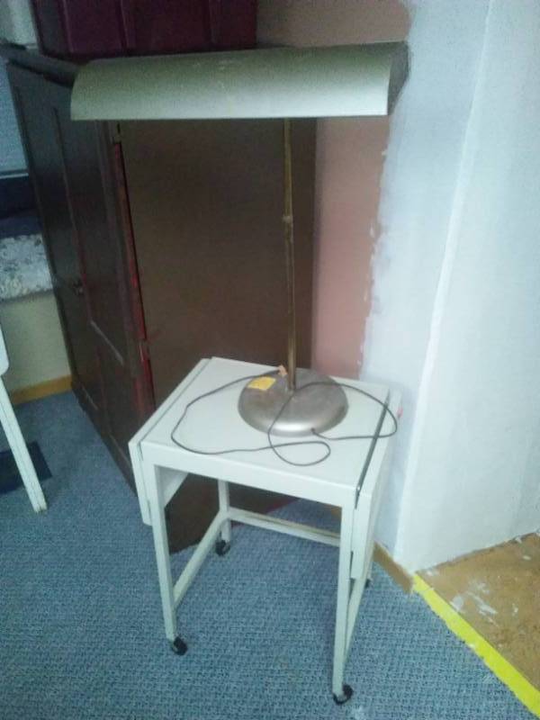 lot 13 image: Commercial vintage desk lamp - working  table and spare bulb.