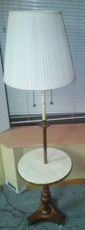 lot 17 image: Marble tabletop lamp combo mid-century