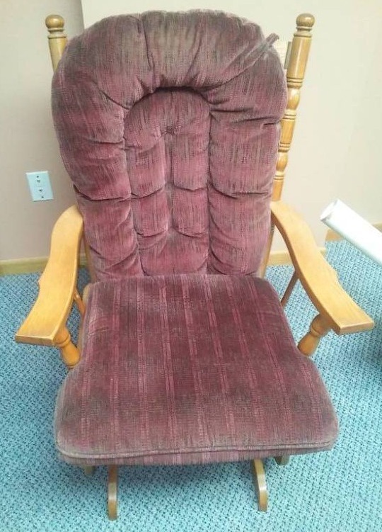 lot 49 image: Platform rocker glider chair.