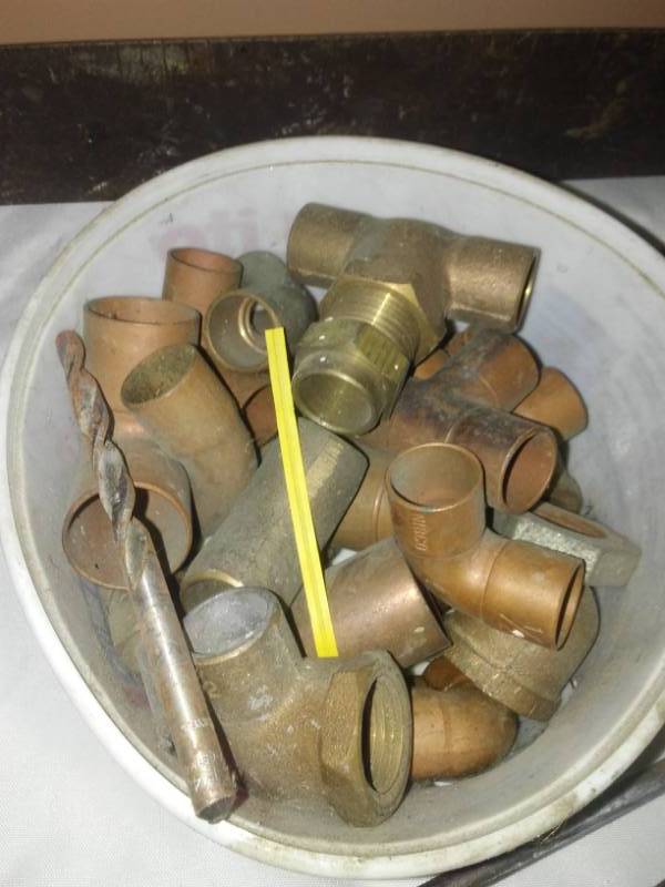 lot 63 image: Vintage tools and Hardware, balls, copper fittings.