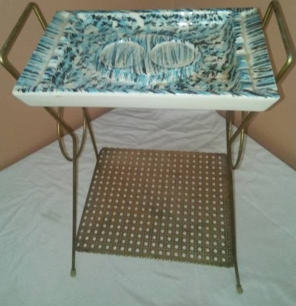 lot 101 image: Fabulous metal and ceramic ashtray circa 1960