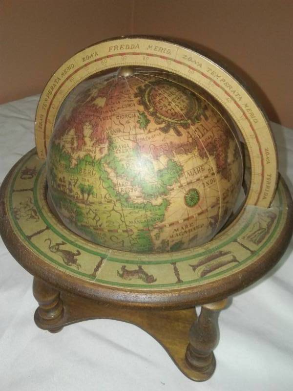 lot 119 image: Wooden globe on stand, vintage.