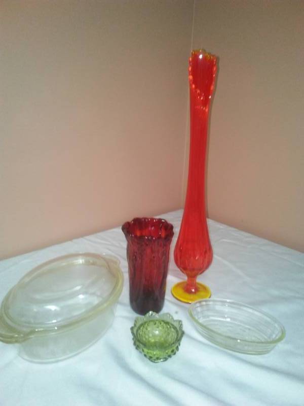 lot 127 image: Fire King rare oval and glass.
