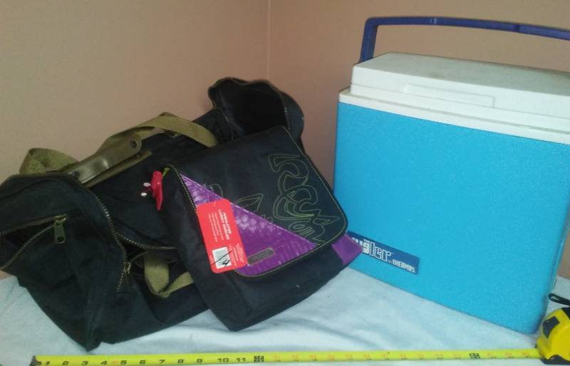 lot 143 image: Cooler, lunch cooler and Canvas Bag.