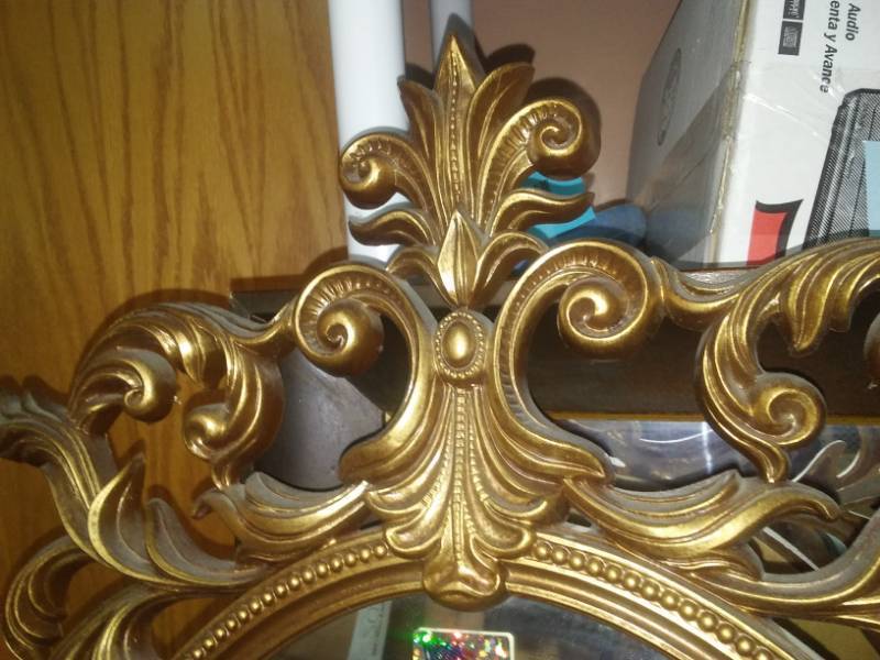 lot 197 image: Two mirrors - ornate 32 x 16, wood 28 x 20.