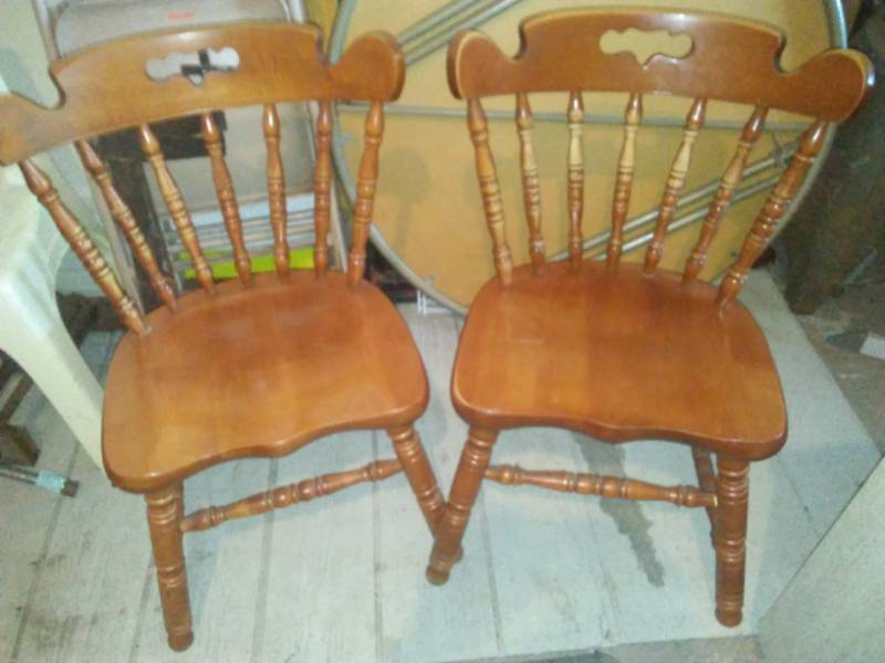 lot 238 image: 2 heavy wood chairs